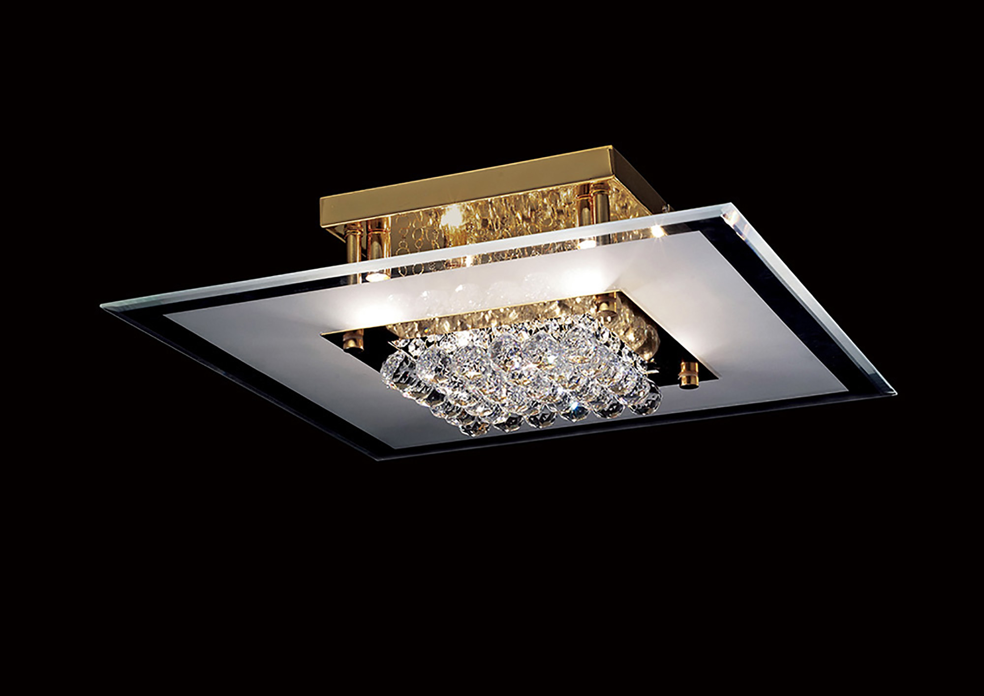 IL32024  Delmar Crystal Ceiling Square 6 Light French Gold